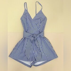 Finders Keepers Blow Your Mind Blue Striped Romper